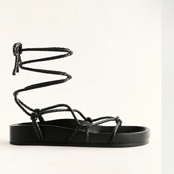 REFORMATION Margaux Women’s Black leather Lace-Up Gladiator Sandals 8 NEW - Picture 2 of 8